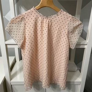 LOFT pink top with short flutter sleeves. Size XS petite.